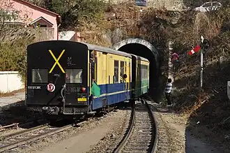 Train entering a tunnel