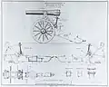 Drawing of Dutch 12&nbsp;cm K.A. gun on siege carriage IJ. 'IJ' is undoubtedly short for IJzer.