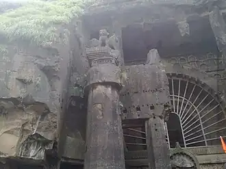 Pillar at entry of Main Chaitya