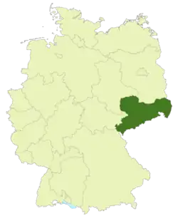 Map of Germany with the location of Saxony highlighted