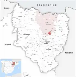 Municipal location within the Comarca of Sobrarbe and Province of Huesca.