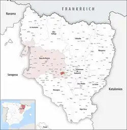 Municipal location within the Comarca of Hoya de Huesca and Province of Huesca.