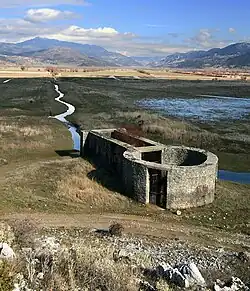 Polje of Feneos, Greece, lake until late 19. Century. Rain showers flood large parts even today