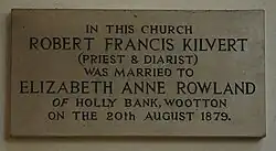 Kilvert plaque in Wootton Church