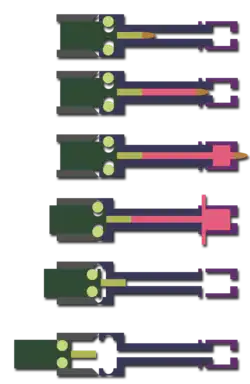 MG 3 roller-locked boosted short recoil action diagram