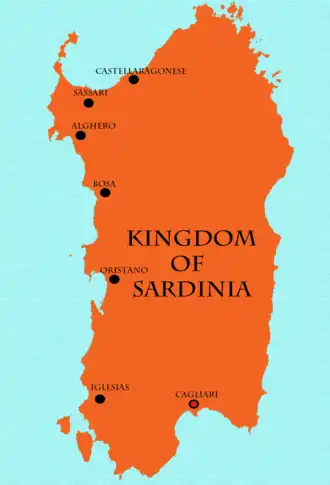 The Kingdom of Sardinia from 1448 to 1720; the Maddalena archipelago was conquered in 1767–1769.