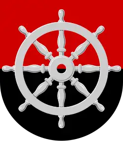 Ship's wheel pictured in the coat of arms of Kitee