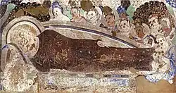 Parinirvana scene, Cave 38 at Kizil Caves, 4th century[130]