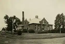 Exterior view of the Klossner Creamery in Nicollet County, Minnesota, c.1940.