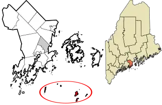 Location in Knox County and the state of Maine.