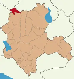 Map showing Çeltik District in Konya Province