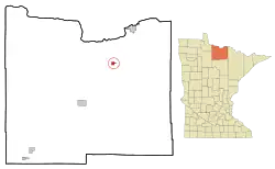 Location of the city of Littlefork within Koochiching County, Minnesota