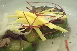 Oi-seon (stuffed cucumber) topped with sil-gochu