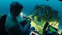 Kovacevic investigating the HMS Olympus, a WW2 submarine in Malta.