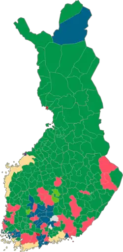 The biggest party in the municipalities after the 2017 Finnish municipal elections