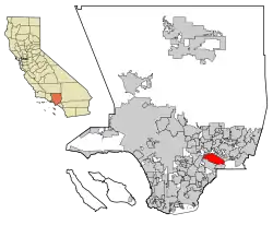 Location of Hacienda Heights in Los Angeles County, California.
