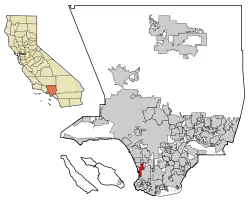 Location of Redondo Beach in Los Angeles County, California