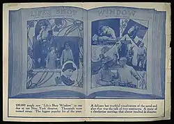 A montage of images from the film, with the title "LIFE'S SHOP WINDOW from the famous novel and play by Victoria Cross". Scenes are captioned "TO-NIGHT OF ALL NIGHTS— STAY HOME WITH ME", "ABOUT TO LEAVE HUSBAND AND CHILD", "STARLIGHT HAS A PLAN", "STARLIGHT WICKED SQUAW", and "WHERE IS MY WIFE". Below the image, "100,000 people saw 'Life's Shop Window' in one day at ten New York theatres. Thousands were turned away. The biggest popular hit of the year. A delicate but truthful visualization of the novel and play that was the talk of two continents. A story of a clandestine marriage that almost resulted in disaster."