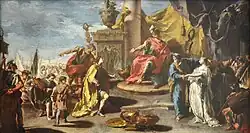The Continence of Scipio; by Giambattista Pittoni; 1733; oil on panel; 96 × 56 cm