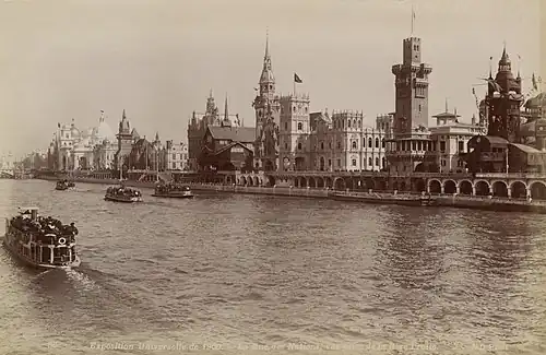 La Rue des Nations. From right to left: Pavilions of Sweden, Monaco, Spain, Germany, Norway and Belgium