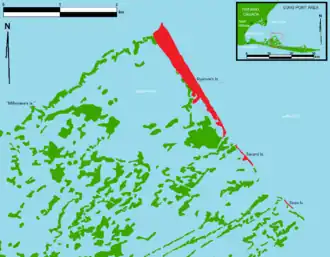 Map of the Lake Erie Islands located near Long Point.