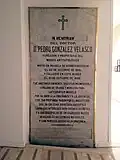 Gravestone of Dr. Pedro González de Velasco