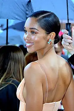 Side profile of Laura Harrier at the 2018 Cannes Film Festival