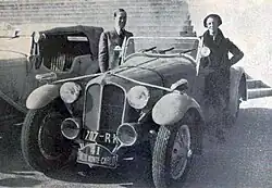 Laury Schell and Lucy O'Reilly Schell, second in the 1936 Monte Carlo rally in a 6 cylinder Delahaye 18CV Sport.