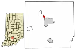 Location of Oolitic in Lawrence County, Indiana.