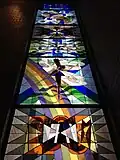 Part of the large Leonard French stained glass mosaic windows on the northern border of the Sanctuary wall.