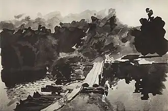 By the Pool (sketch, 1891, paper, watercolor, ink, sepia, private collection)