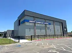 Liberty School, on the town’s border, in July 2025