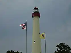 The US and NJ flags at Cape May Lighthouse
