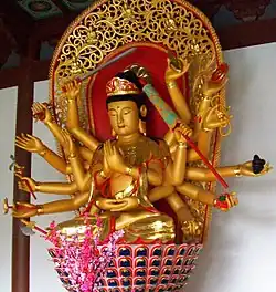 Esoteric Cundī form of Avalokiteśvara with eighteen arms in Lingyin Temple in Hangzhou, Zhejiang Province, China