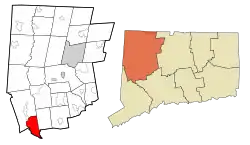 Bridgewater's location within Litchfield County and Connecticut