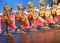 Members of Little Angels performing Drum Dance