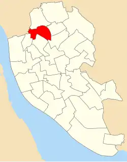 A map of the city of Liverpool showing 1980 council ward boundaries. County ward is highlighted