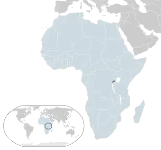 Location of Rwanda (dark blue) in Africa (light blue)