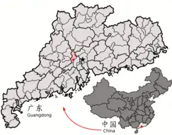 Location of Sanshui District (red) in Foshan City and Guangdong