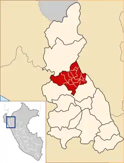 Location of Cutervo in the Cajamarca Region