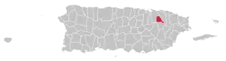 Map of Puerto Rico highlighting Trujillo Alto Municipality