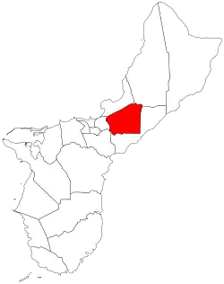 Location of Barrigada within the Territory of Guam.