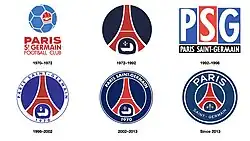 Logos of Paris Saint-Germain FC.