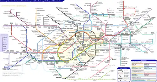 Schematic map of London rail and tube