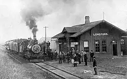 Atchison, Topeka and Santa Fe Railway depot in Longford, circa 1887-1897