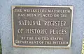 NRHP plaque for Weiskittel Mausoleum