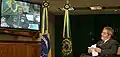President Lula during a videoconference with the Brazilian astronaut