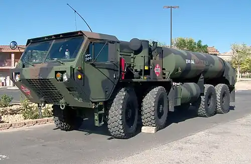 HEMTT M978A2 9,500-liter (2,500&nbsp;U.S.&nbsp;gal) capacity fuel tanker with standard unarmored cab