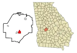 Location in Macon County and the state of Georgia