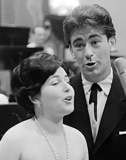 Éva with János Koós in the Hungarian Radio studio (1971)